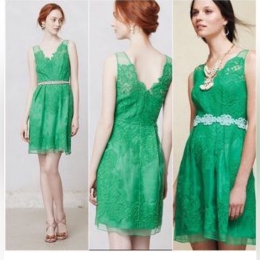Anthropologie BHLDN Yoana Baraschi celestina  lace sleeveless silk dress size 2